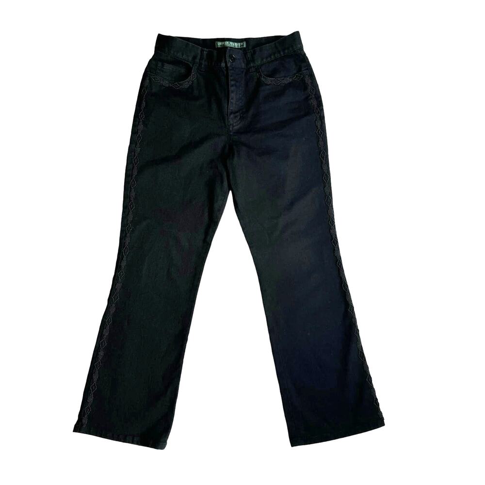 Vintage Polo Ralph Lauren Black Jeans Womens 6 Embellished Straight Leg Stretch